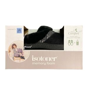 Isotoner Ladies Memory Foam Hoodback Comfort Slippers black large 8.5-9
